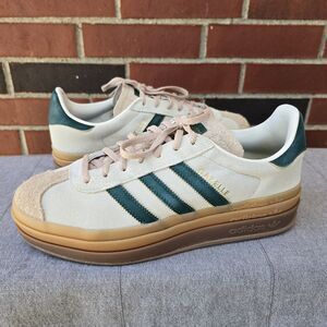 Size 10.5  - Women's adidas Gazelle Bold Cream/ Green ID7056 - Excellent!!!